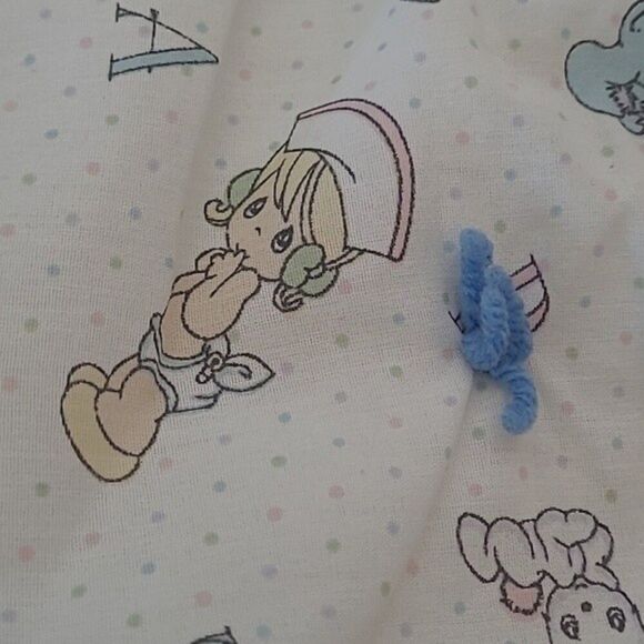vintage precious moments blue tie ABC lion character print baby quilt retro - Picture 8 of 16